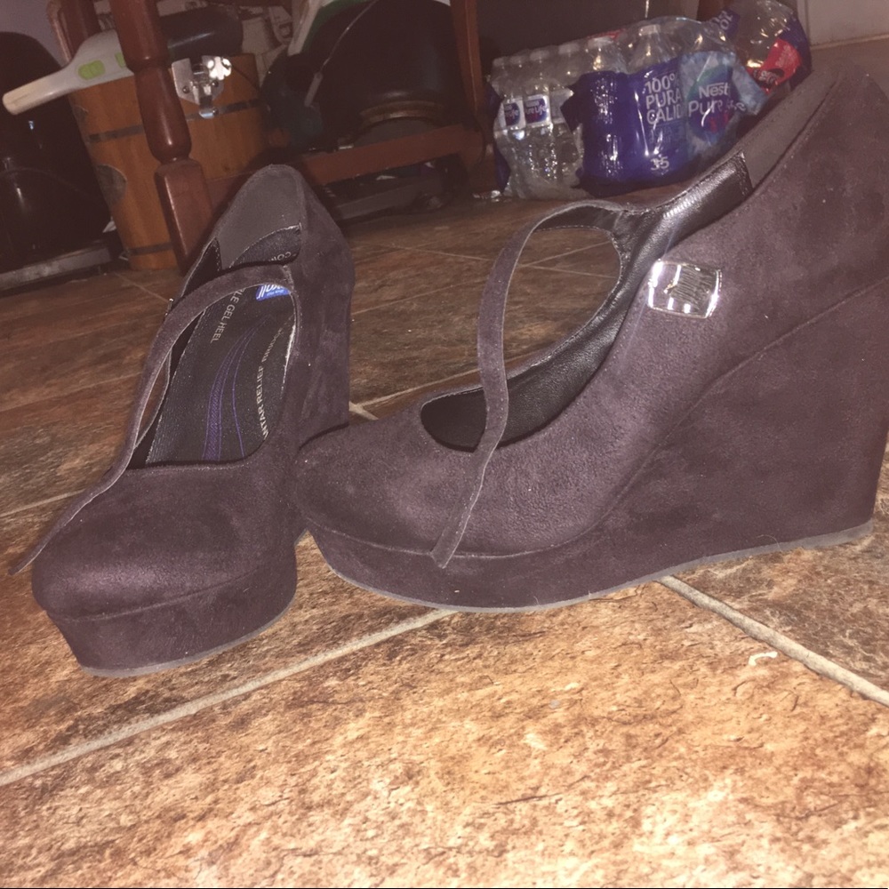 Black wedge booties